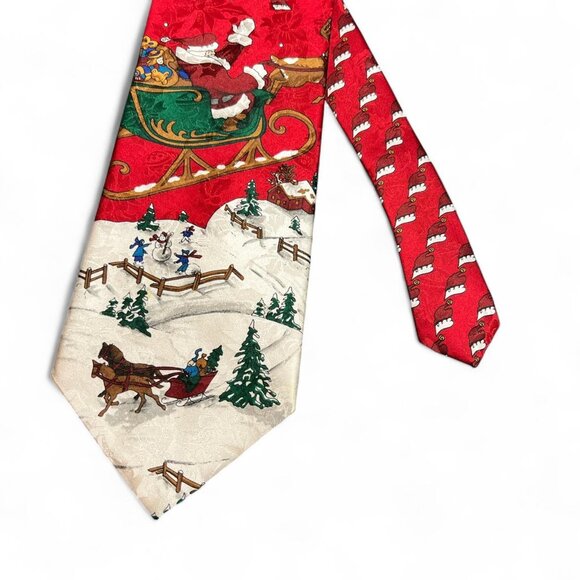 #Christmas neck tie. Add spirit to your holiday attire with this red silk Santa - Picture 2 of 3